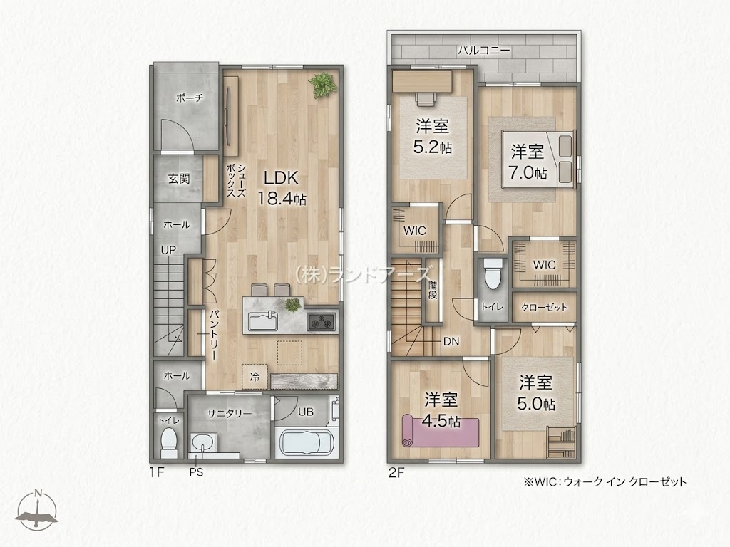 名古屋市瑞穂区萩山町2（建売・4LDK・5,499万円）の間取り図