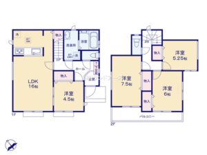 長久手市岩作三ヶ峯3期_1号棟_間取区画図画像