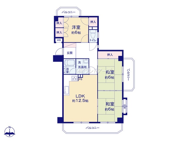 真栄マンション浮島（・3LDK・1,980万円）の間取り図