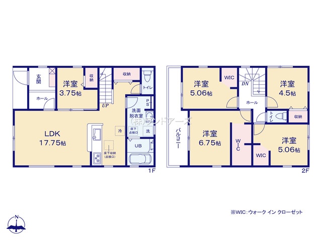 常滑市新浜町Ⅲ1（建売・5LDK・2,480万円）の間取り図