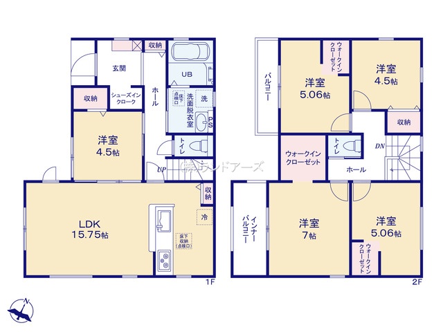 常滑市西之口2丁目1（建売・5LDK・2,780万円）の間取り図