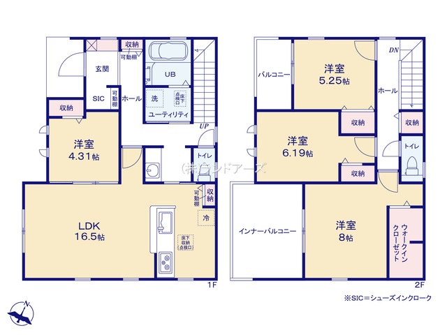 常滑市西之口2丁目2（建売・4LDK・2,880万円）の間取り図