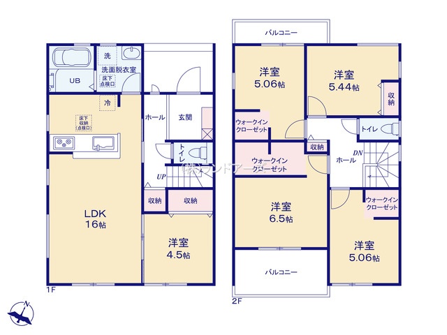 常滑市西之口2丁目4（建売・5LDK・2,680万円）の間取り図