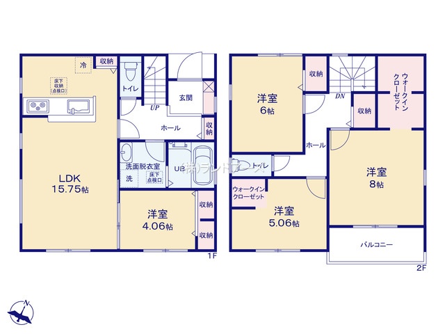 常滑市西之口2丁目5（建売・4LDK・2,680万円）の間取り図