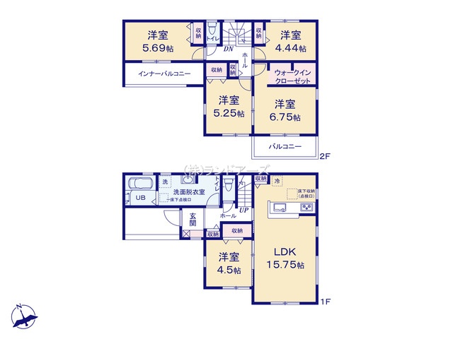 東郷町白鳥1丁目1（建売・5LDK・4,680万円）の間取り図