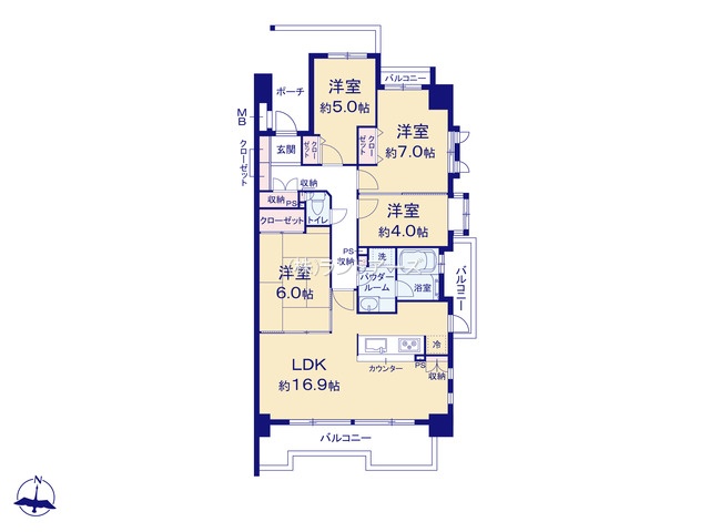 主税町シティハウス（・ 4LDK・4,999万円）の間取り図