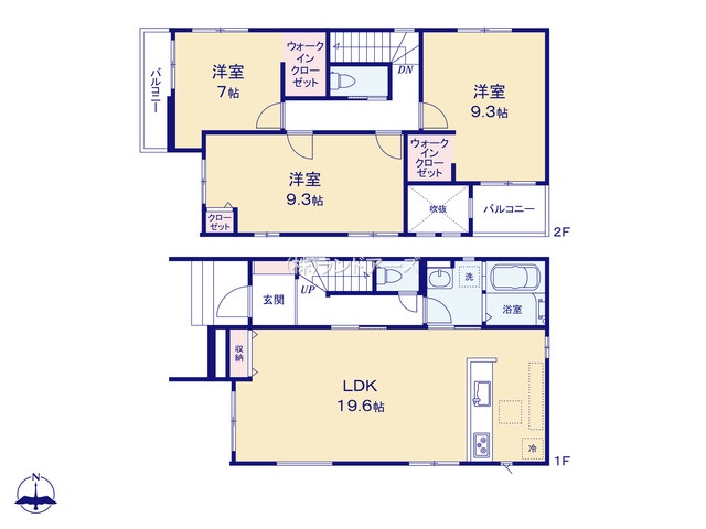 名古屋市中川区中須町Ⅱ1（建売・ 3LDK・ 3,899万円）の間取り図