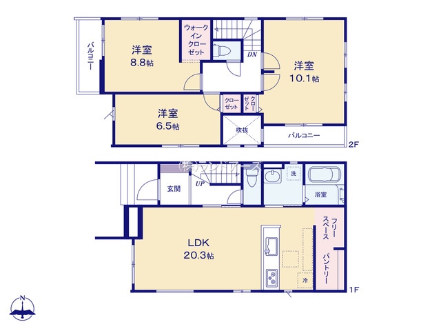 名古屋市中川区中須町Ⅱ2（建売・ 3LDK・ 3,899万円）の間取り図