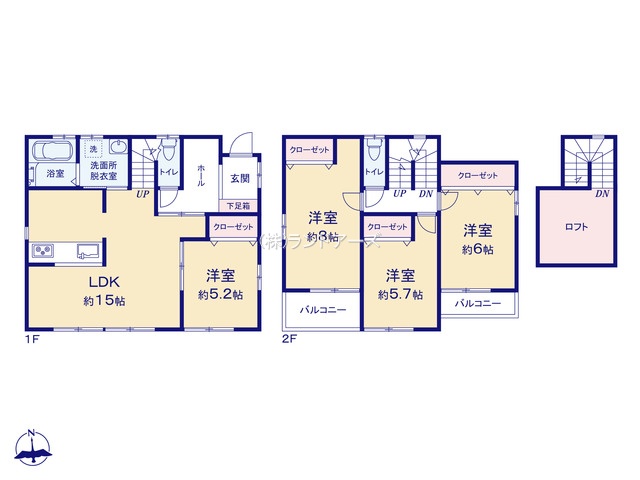 名古屋市港区小賀須（中古戸建）（中古戸建・4LDK・ 2,299万円）の間取り図