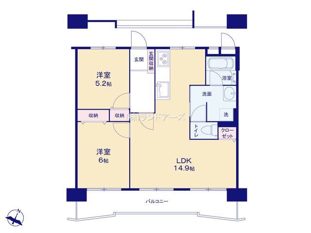 喜多山住宅（・ 2LDK・1,299万円）の間取り図