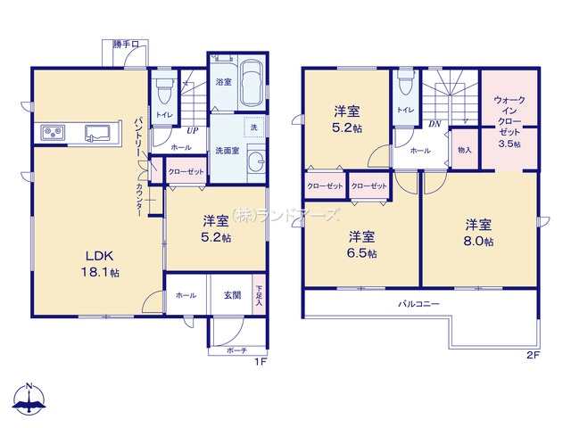 弥富市平島東Ⅲ（建売・4LDK・3,180万円）の間取り図