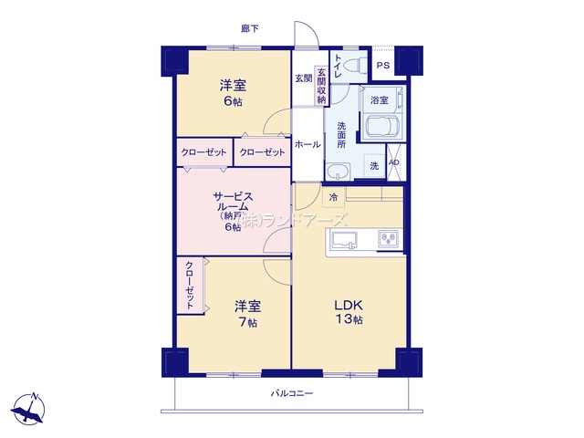 森孝西住宅1号棟（・2SLDK （S）・1,399万円）の間取り図