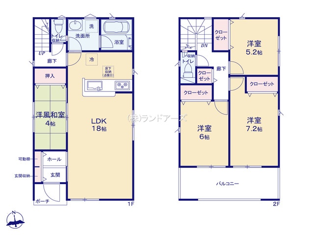 津島市中野町1（建売・4LDK・2,190万円）の間取り図