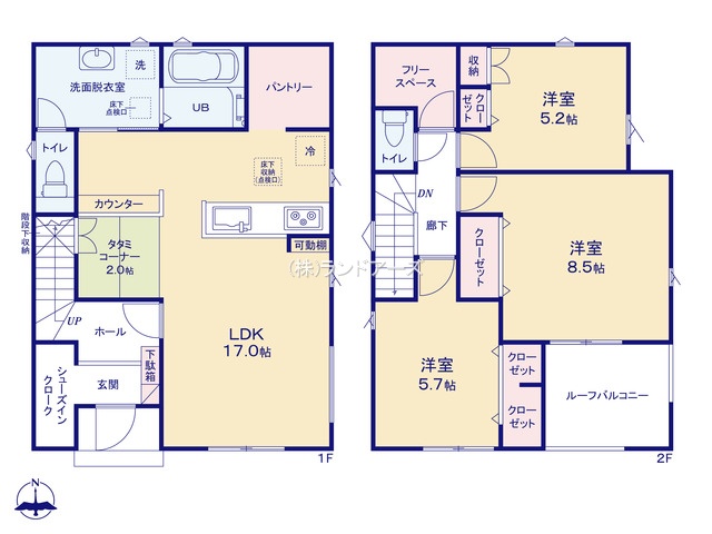 知多市つつじが丘23-1期6（建売・3LDK・3,390万円）の間取り図