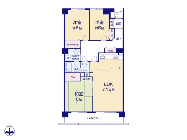 コープ野村半田弐号棟（・3LDK・1,099万円）の間取り図