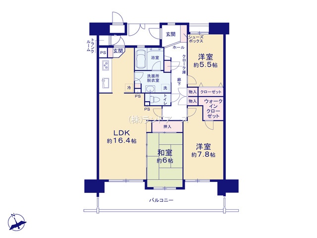 シャトレグラン知多半田（・3LDK・2,499万円）の間取り図