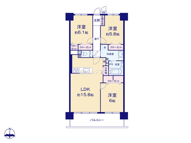 バンベール和合壱番館（・3LDK・1,799万円）の間取り図