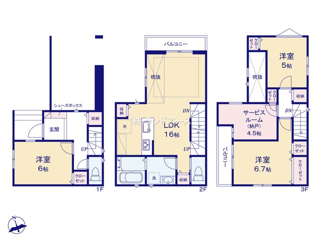名古屋市南区桜台Ⅳ2（建売・3SLDK （S）・4,490万円）の間取り図