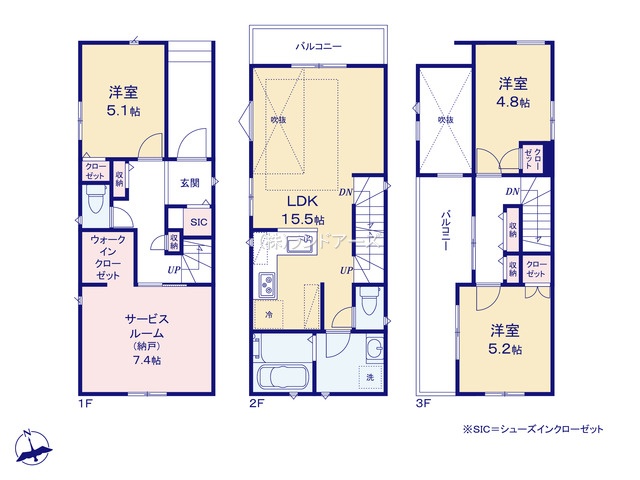 名古屋市南区桜台Ⅳ3（建売・3SLDK （S）・4,690万円）の間取り図