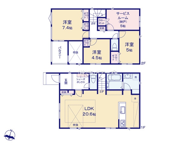 名古屋市南区観音町233【2】2（建売・3SLDK （S）・3,990万円）の間取り図