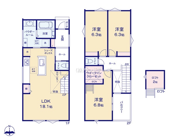 名古屋市南区豊（建売・3LDK・4,180万円）の間取り図