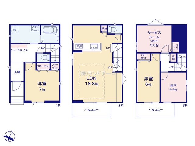 名古屋市名東区社が丘Ⅲ2（建売・ 2SLDK （2S）・5,290万円）の間取り図