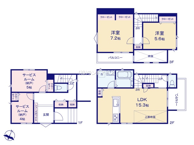 名古屋市名東区社が丘Ⅲ3（建売・2SLDK （2S）・5,190万円）の間取り図