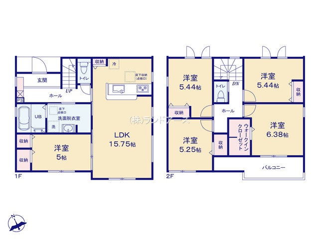 稲沢市平和町法立北瀬古Ⅱ3（建売・5LDK・2,698万円）の間取り図