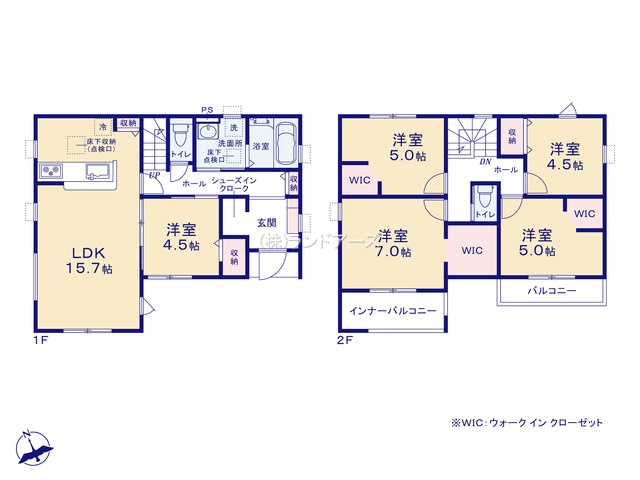 稲沢市田代二丁目（建売・5LDK・2,680万円）の間取り図