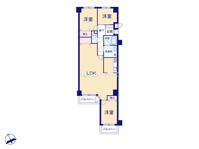 メイツ大府5F（・3LDK・1,880万円）の間取り図