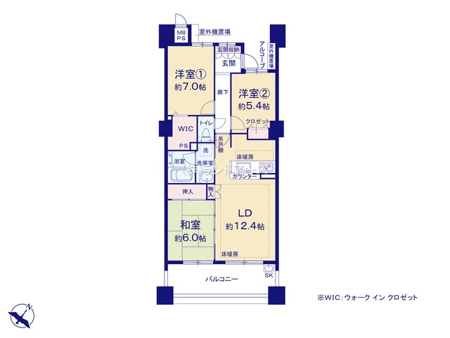 ライオンズステーションプラザ勝川弐番館(・3LDK・4,280万円)の間取り図
