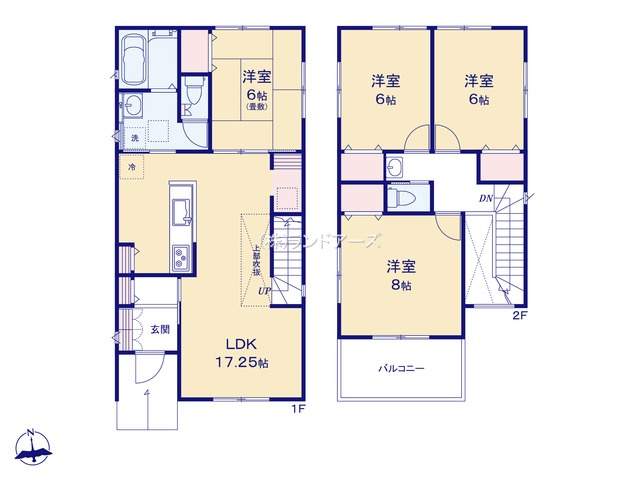 名古屋市港区大西Ⅱ8（建売・ 4LDK・3,390万円）の間取り図
