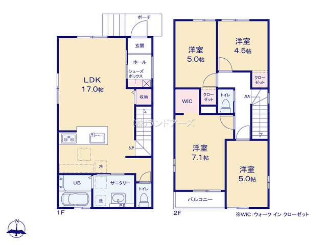 名古屋市港区幸町(建売・4LDK・3,399万円)の間取り図
