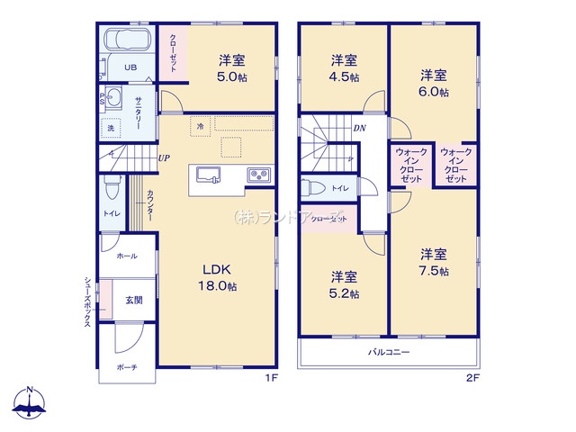名古屋市西区天塚町（建売・5LDK・ 5,999万円）の間取り図