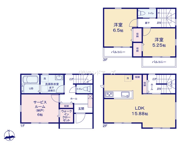 名古屋市守山区廿軒家1（建売・ 2SLDK （S）・3,630万円）の間取り図