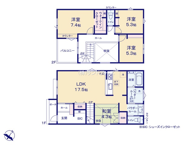 尾張旭市新居町1（建売・3LDK・4,180万円）の間取り図