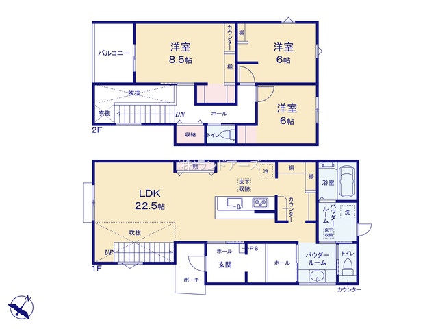 尾張旭市新居町2（建売・ 3LDK・3,980万円）の間取り図