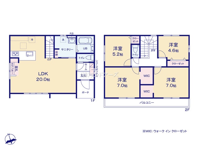 春日井市下津町Ⅱ1（建売・4LDK・3,698万円）の間取り図