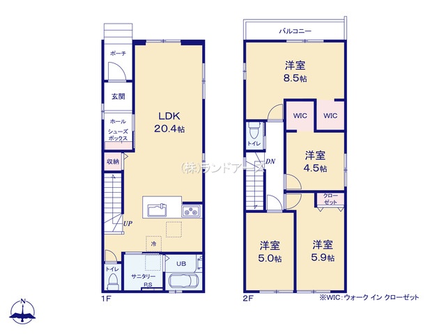 名古屋市港区宝神Ⅲ（建売・ 4LDK・3,299万円）の間取り図