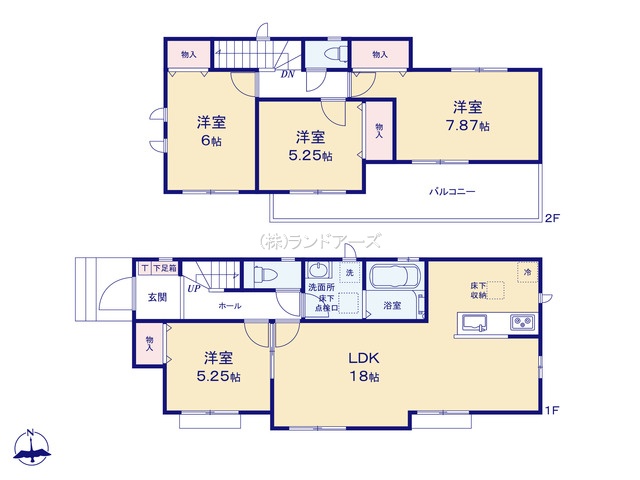 名古屋市港区東蟹田（建売・4LDK・3,390万円）の間取り図