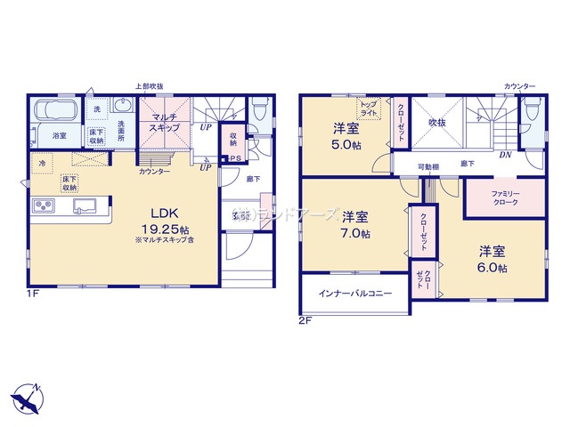 豊明市二村台7丁目1（建売・ 3LDK・3,990万円）の間取り図