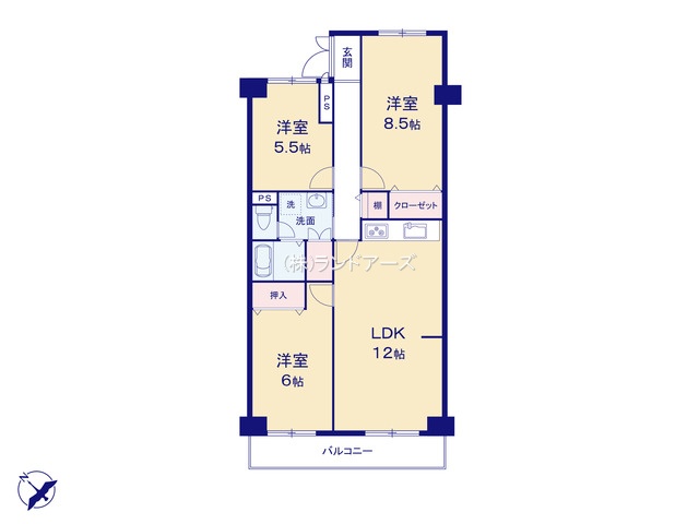 コープ野村八事（・ 3LDK・1,598万円）の間取り図