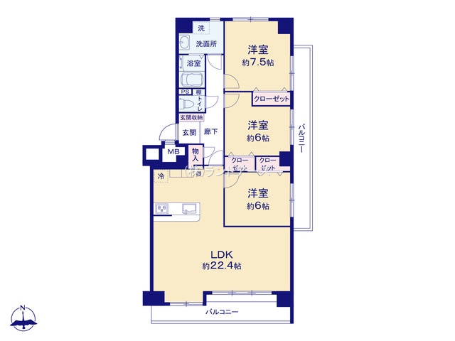 コープ野村稲西（・3LDK・1,799万円）の間取り図