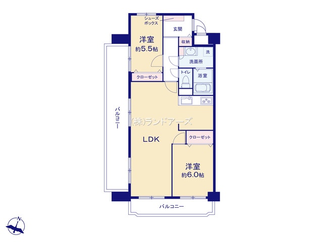 ネオハイツ森林公園A棟（・2LDK・1,580万円）の間取り図
