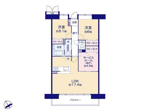 バンベール木場（・2SLDK （S）・1,999万円）の間取り図