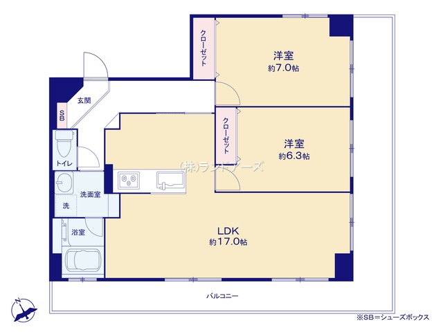 パレス七番町（・2LDK・1,580万円）の間取り図