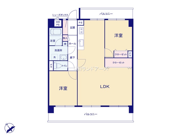 ライオンズマンション新守山（・ 2LDK・980万円）の間取り図