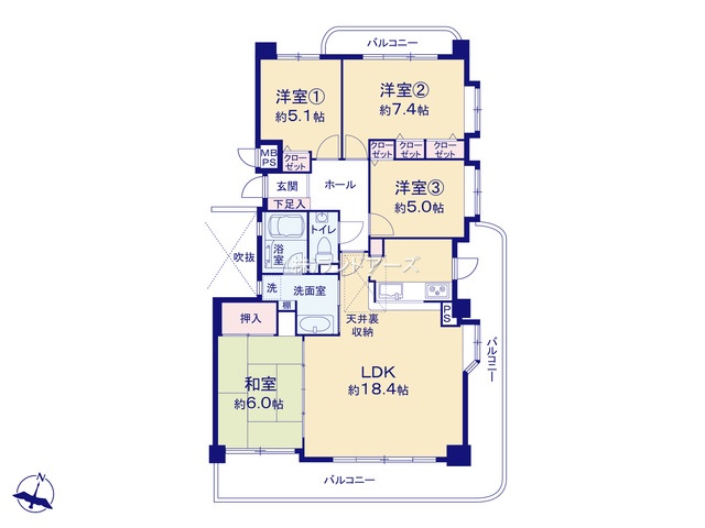 ライオンズヴィアーレ高針台2番館C棟（・4LDK・2,880万円）の間取り図
