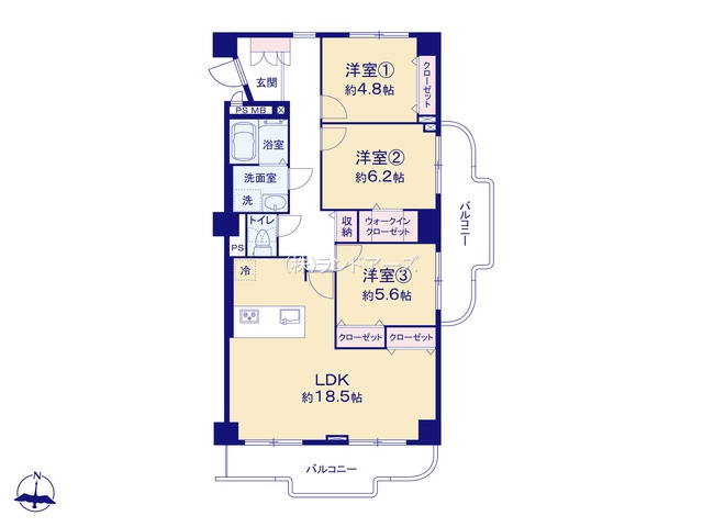 七小レックスマンション（・3LDK・2,599万円）の間取り図