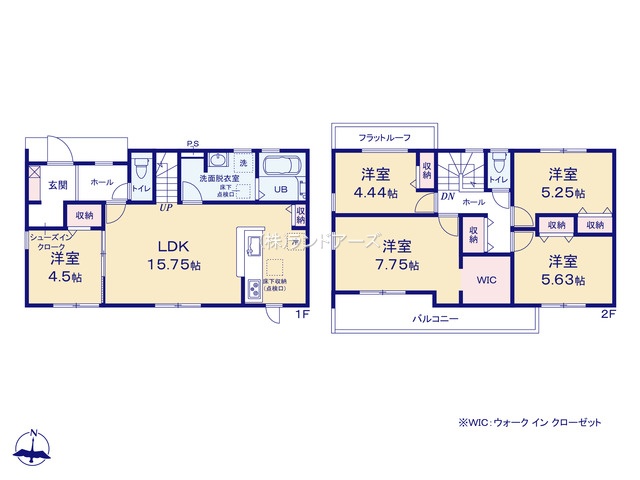 東郷町春木白土Ⅱ（建売・ 5LDK・4,080万円）の間取り図